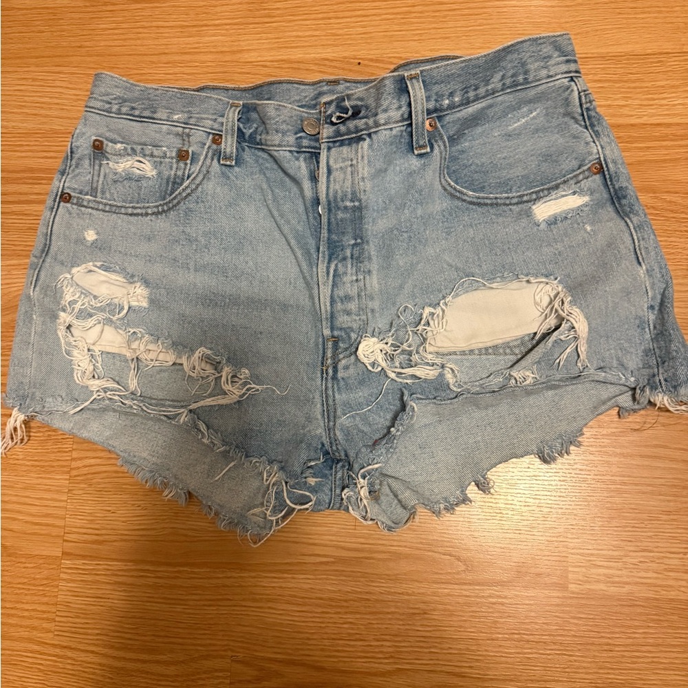 Levi's Classic Blue Ripped Jean Shorts